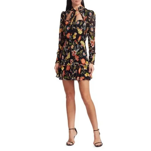 alexis black floral dress Alexis Nicole Long Sleeve Floral Lace Dress in Black main image 1